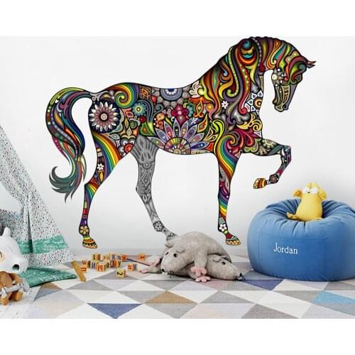 Colorful Animal Wall Stickers PVC Waterproof Removable Lion Cat Horse Stickers Living Room Home Decor Decals Wallpaper