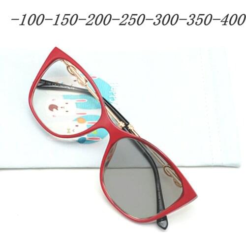 Round cat Sun Photochromic Myopia Eyeglasses Optical women student Finished Myopia Eyewear prescription Glasses Frame FML