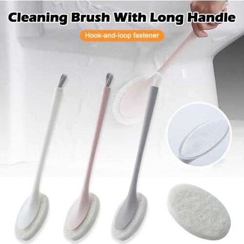 Long Handle Brush Eraser Detachable Sponge Scourer Pad Replaceable Cleaning Sponge Dishwashing Toilet Bathroom Cleaning Tool