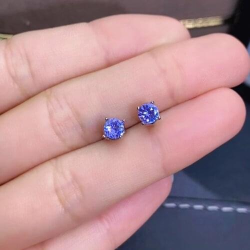 The Best Party Gift 100% Natural and real Tanzanite Earring 925 sterling silver Fine jewelry