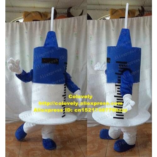 Lovely Blue White Injection Syringe Injector Squirt Mascot Costume Medical Utensils With White Syringe Needle No.4679 FS
