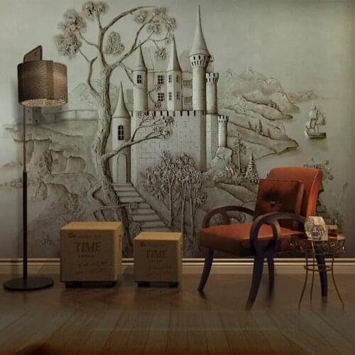 Custom Mural Wallpaper 3D Stereo Relief Golden Castle Building Photo Wall Paper Living Room Bedroom Home Decor Papel De Parede