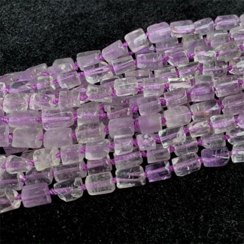 Natural genuine clear purple lavender amethyst crystal nugget free form smooth jewelry necklace bracelets beads 06338