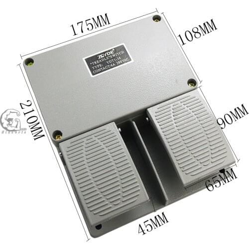 Foot switch YDT1-16 aluminum shell gray double pedal switch machine tool accessories switch
