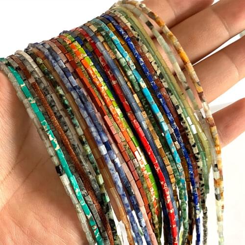 Wholesale 2*4MM Natural Stone Square Cube Beads Lapis Lazuli Jades Agates Jaspers For Jewelry Making DIY Bracelet Necklace