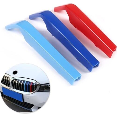 For BMW 3 Series G20 2020 8 Bars Axis Only 3pcs Car ABS Plastic Front Racing Grill Bar Cover Strip M-Color Sport Grille Clips