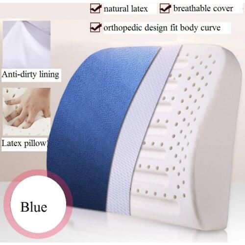 Chair Back Pillow Lumbar Support Natural Latex for Office Chair Orthopedics Home Car Seat Velvet Cover Anti Dirty Lining