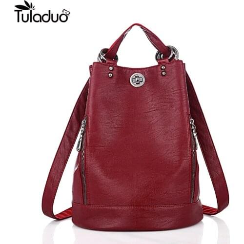 Fashion PU Leather Female Backpack Female Black Backpack Small Zipper Bag Student Girls Backpack Solid Color Soft Leather