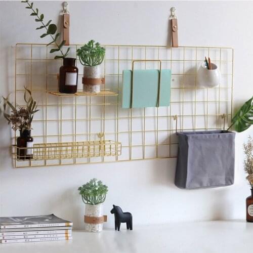2pcs Grid Panel Wall Shelf Basket with Hook Bookshelf Display Storage Rack Organizer Hanging Tray 85DD