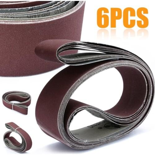 Mayitr 6Pcs 2" X 72" Grit Sanding Belts 180/240/320/400/600/800 Sander Belt Abrasive Tool Power Grinding Tools Accessoriess
