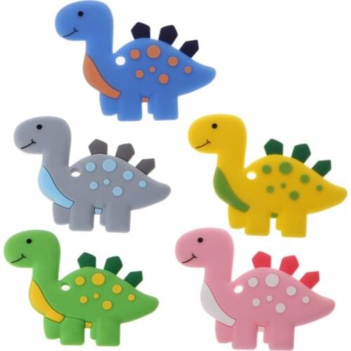 Dinosaur Baby Teethers Pendant Necklace Accessory BPA Free Silicone Chew Toys