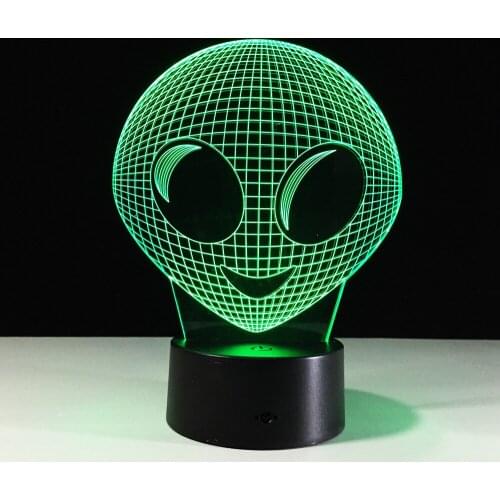 Cute 3D LED Night Light Alien 7 Color Changing Table Desk Lamp Cartoon Figure Childrens Bedside Lampen Led Lighting