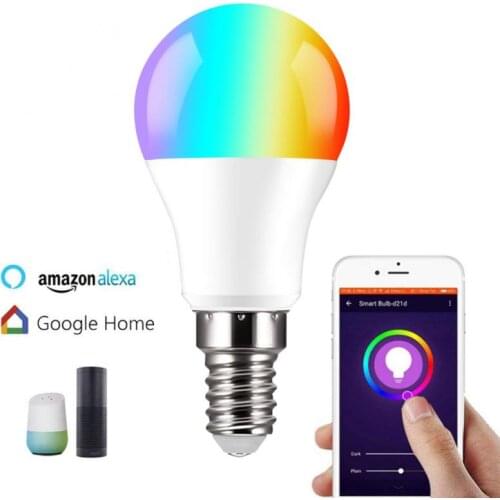 Cellphone WiFi Voice Control RGB Energy Saving Dimming LED Bulb Multicolor Smart Light Bulbs 10W E14 App Control Alexa/Google