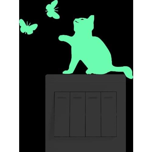 Luminous wall sticker on white background Cat star fairy carving luminous stickers Switch decoration sticker Wallpaper paste