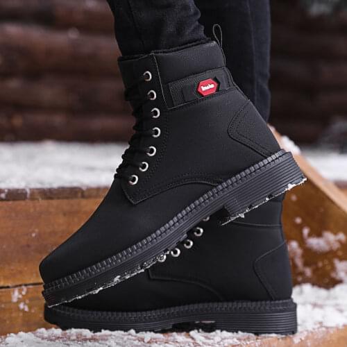 Warm Winter Men Boots Leather Ankle Boots Men Winter Work Shoes Men Military Fur Snow Boots for Men Botas 2020