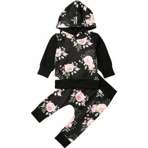 Infant Toddler Baby Boy Girl Long Sleeve Hoodie Tops+ Pants Leggings 2Pcs Outfits Clothes Set Size 0-24M