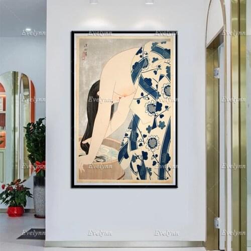 Washing The Hair By Ito Shinsui Ukiyo-E Vintage Poster, Modern Wall Home Decor, Japanese Canvas, Gift Idea Wall Art