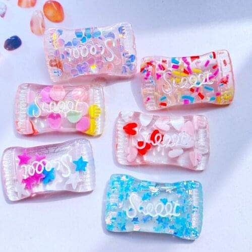 10Pcs Kawaii Cute Mixed Transparent Candy FlatBack Resin Cabochons Scrapbooking DIY Jewelry Craft Decoration Accessories G56