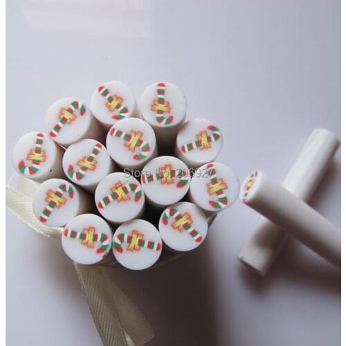 2pcs N-25 10mm Cute Big Christmas Cane Fancy Nail Art Polymer Clay Cane Nail Art Decoration