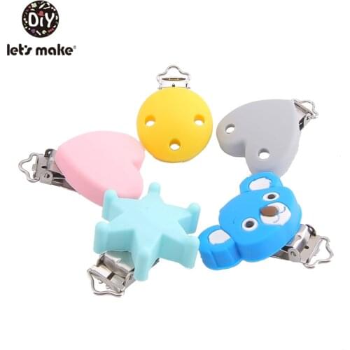 Lets Make Round Shape Silicone Baby Teether 20PC Teething Pacifier Infant Holder Clip Nursing Baby Dummy Clips Nursing Pendant