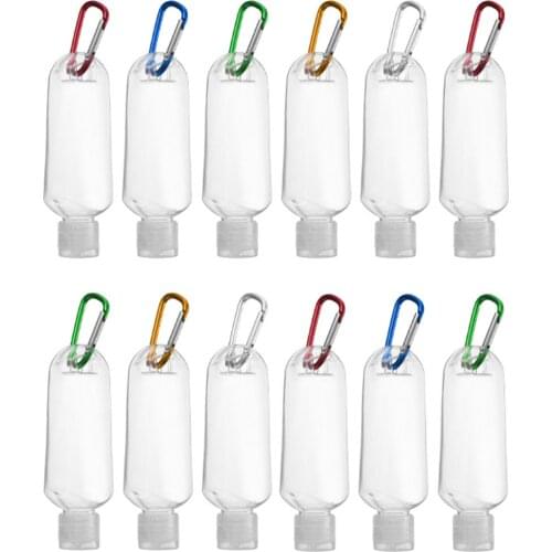 30pcs 30ml 50ml 60ml Clear Travelling Bottles With Flip Cap And Keychain Empty Squeeze Refillable Container For Liquid Gel