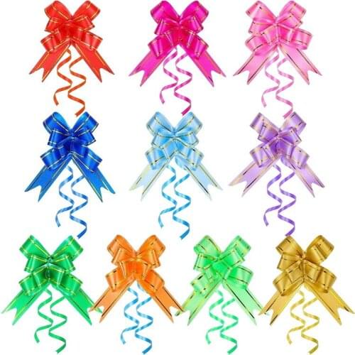 400Pcs Ribbon Pull Bow Present Basket Pull Bows Knot Ribbon Present String Wrapping Bows For Christmas New Year Ornament