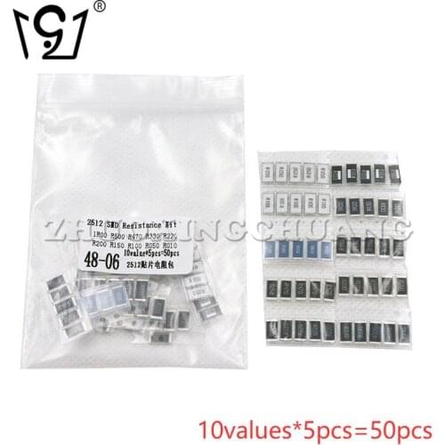 50PCS 2512 alloy resistance package electronic component package sample package R001 R010 R020 R050 10values*5pcs
