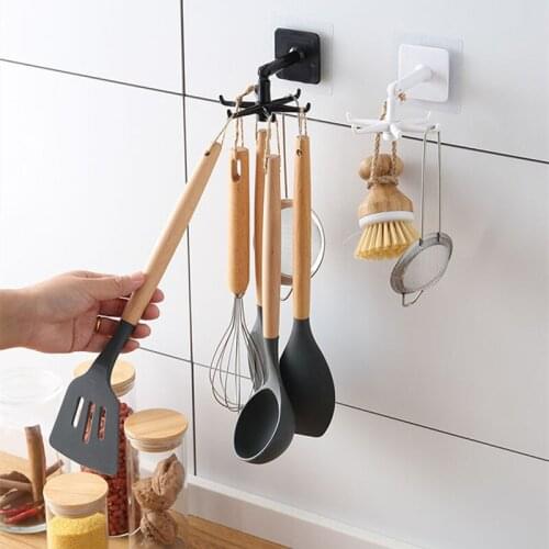ABS Punch-free Multi-Purpose Hooks 360 Degree Rotatable Kitchen Hook Home Storage Accessories Organizador de cocina New 2021