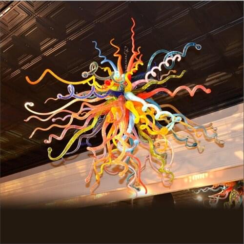 Free Shipping Blown Glass Chandelier High Ceiling Decorative Mouth Blown Borosilicate Hand Blown Murano Glass Chandelier