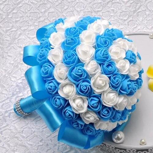 Turquoise Pink red blue wedding bridal bouquet Bride holding flowers simulation Korean romantic roses holding flowers
