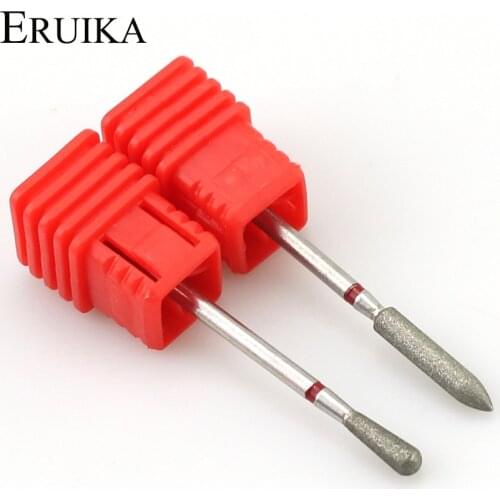 ERUIKA 1PCS Diamond Nail Drill Bit Red Burr Electric File Nail Milling Cutter Manicure Bits Nail Art Clean Tools Accessory