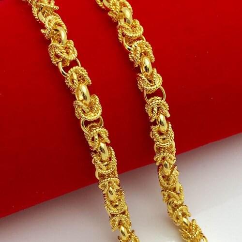 Filigree Luxury Statement Jewelry Yellow Gold Filled Chain Necklace 24"