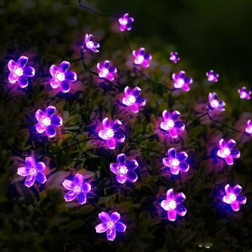 Peach Blossom Flower Solar String Lights 50 LED Christmas Decorative Lighting for Indoor and Outdoor Home Lawn Garden Wedding