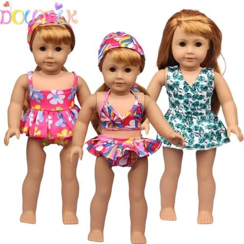 Doll Talk Summer Bikini Clothes Fashion Swimwear Fit 43cm New Baby Reborn Dolls 3 Styles Green Leaf Match Accessories For Girls