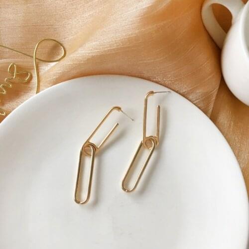 Fashion Chain Atmosphere Metal Dangle Earrings Aesthetic Hyperbole Long Earrings