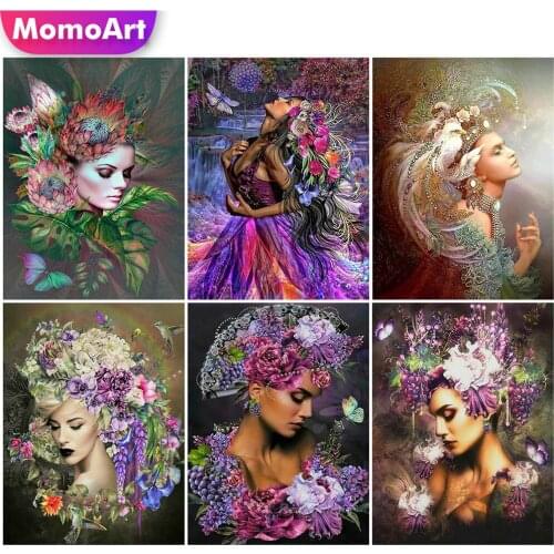 MomoArt Diamond Embroidery Women Cross Stitch Kits Diamond Mosaic Portrait Full Drill Square Art Painting Needlework Home Decor