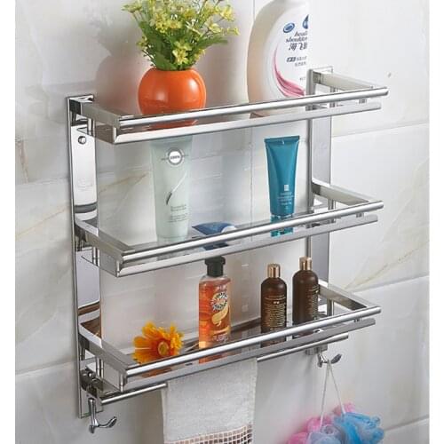 MTTUZK DIY Bathroom shelves 304 stainless steel 3 layer Shelf washing machine towel rack cosmetic rack bathroom accessorie