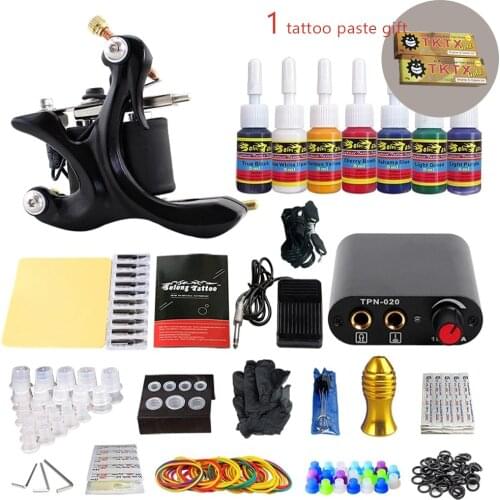 Tattoo Machine Kit Rotary Pen Gun Machine Sets Wraps Coil Tattoo Cream Pigmentation Ink Tattoo Needles Supplies Grips Tube free