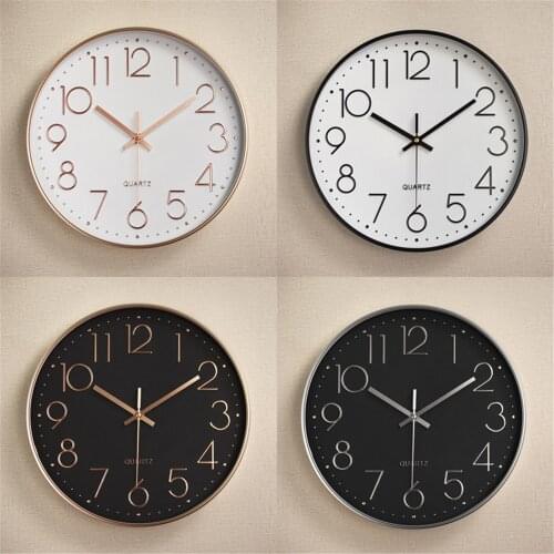 10 Inch Wall Clock Rose Gold Black Nordic Wall Watch Living Room Bedroom Silent Quartz Clocks Household Decor Horloges Creative