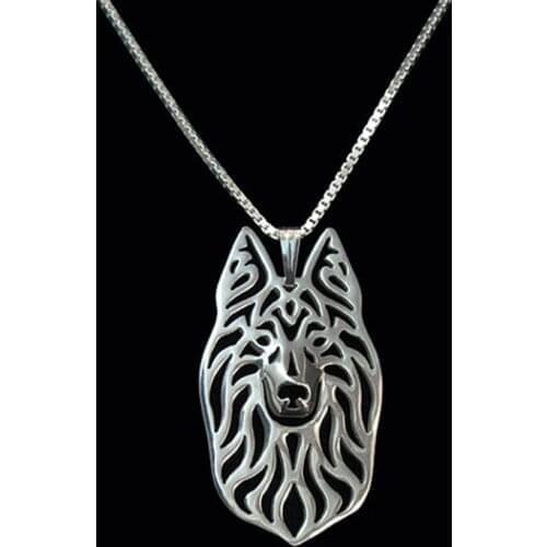 New Unique Romantic Gold Silver Color Long Haired Dutch Shepherd Pendant Necklace Hunger Games Necklace Women Best Friend Choker