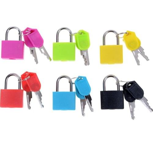 6 colors New Small Mini Strong Steel Padlock Travel Tiny Suitcase Lock with 2 Keys For Travel Accessories