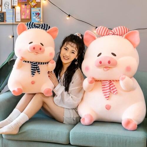 20-40CM Bow Pig Plush Toy Animal Kawaii Piggy Soft Big Pillow Buddy Stuffed Appease Cushion Stuff Animals Doll Valentines Gift