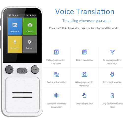 Newest T16 Instant Voice Translator Portable Language Translator In Real-time Smart Translator Supports 14 offline languages