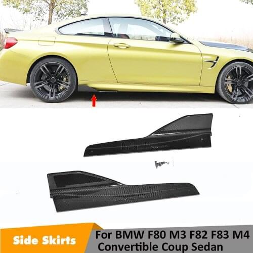 2PCS Carbon Fiber Car Side Skirts Splitters for BMW F80 M3 F82 M4 2014 - 2018 Convertible Coup Sedan