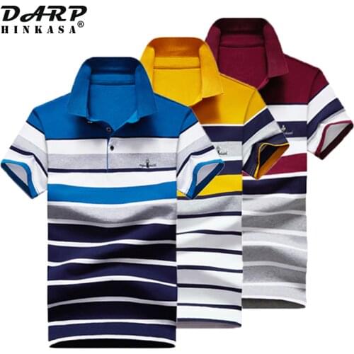 2021 Summer Men Embroidery Polo Shirt Business Casual Loose Big Size Stripe Polo Shirt Men Cotton Fashion Men Polo