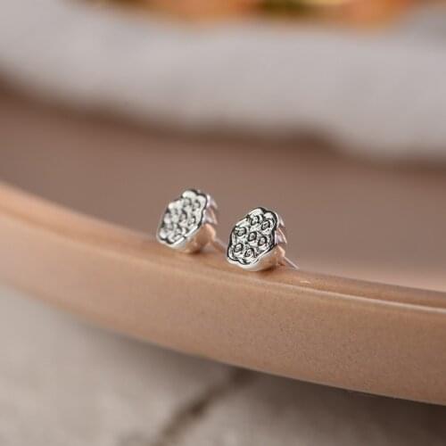 925 Sterling Silver Lotus Stud Earrings for Women Girls Gift Fashion Cut Wedding Jewelry Bijoux Pendientes A197
