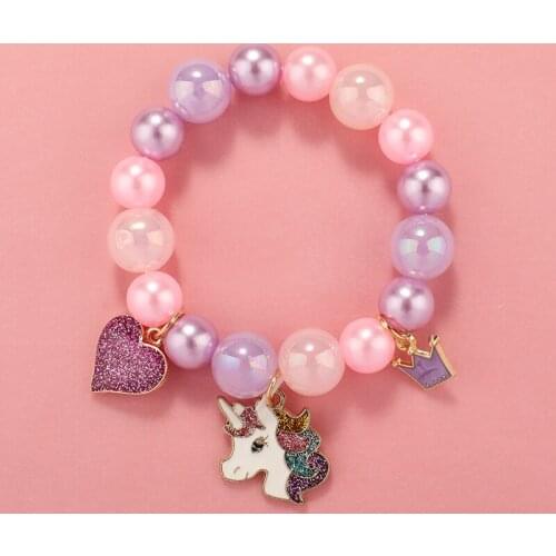 2021 Lovely Pendant Bead Bracelet Glass Beaded Sweet Bracelets Children Jewelry Candy Color Cute Beaded Bracelet For Girls Women