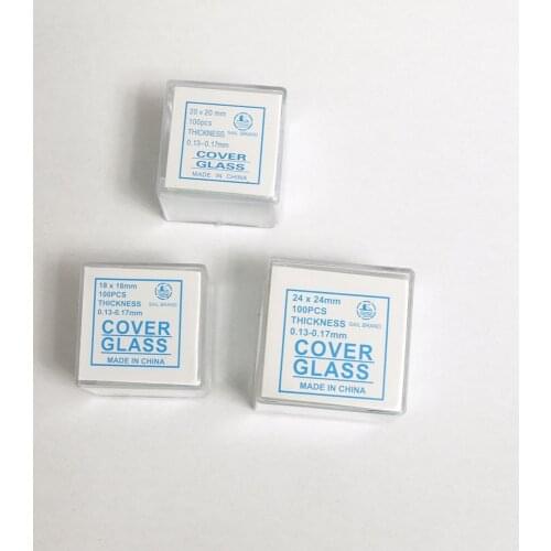100pcs Transparent Slides Coverslips Coverslides Cover Glass 18x18 20x20 22x22 24x24mm thickness 0.13-0.17mm For Microscope