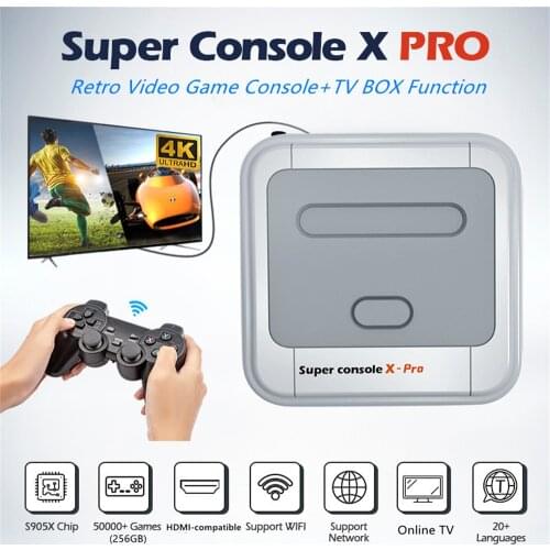 Super Console X Pro S905X WiFi 4K HDMI-Compatible 50+ Emulator 50000+ Games Retro Mini TV Box Video Game Player For PSP/PS1/N64