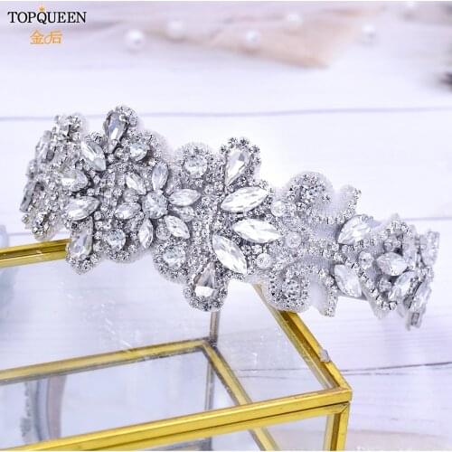 TOPQUEEN S12 New Design Full Crystal Baroque Tiara Headband Beaded Hairband Diamond Headwear Hair Hoop Girls Gift